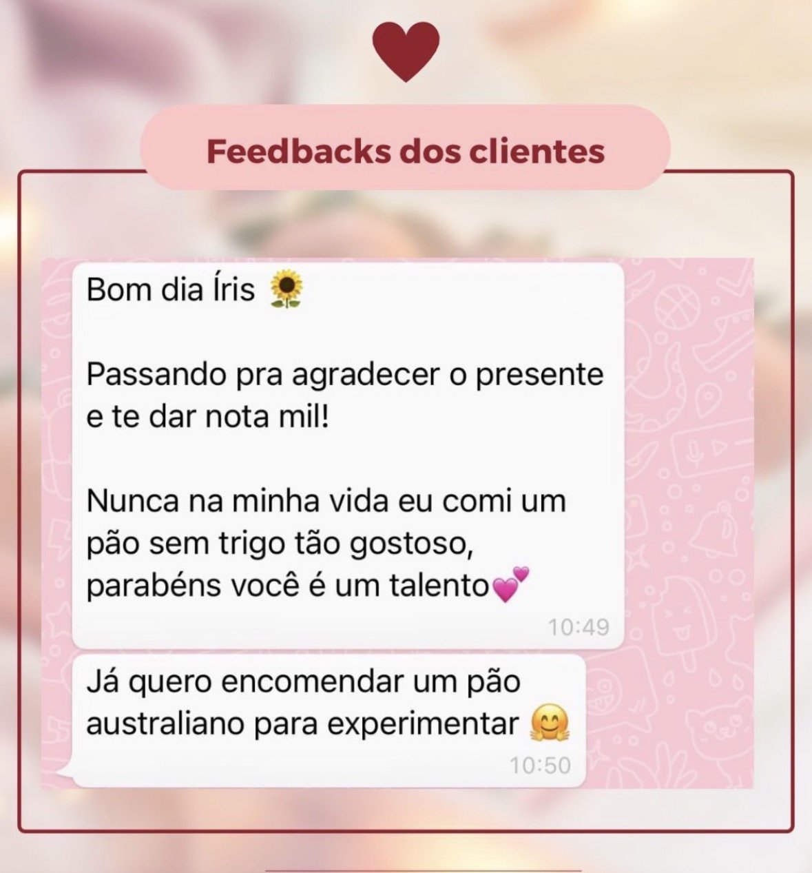 Cliente: nunca comi pão sem trigo tão gostoso